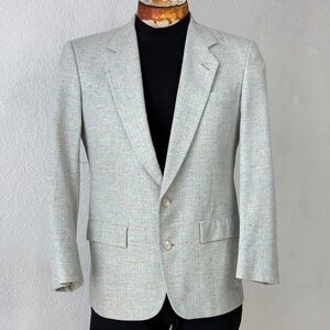 VTG 80s Light Gray Confetti Tweed Men's Blazer - Classic Two-Button